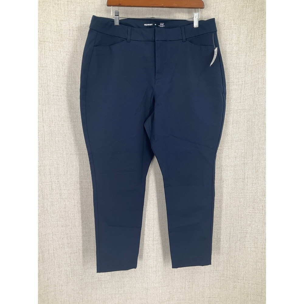 Old‎ Navy Pixie Pants Women 18 Navy Blue Cotton Blend High Rise NEW